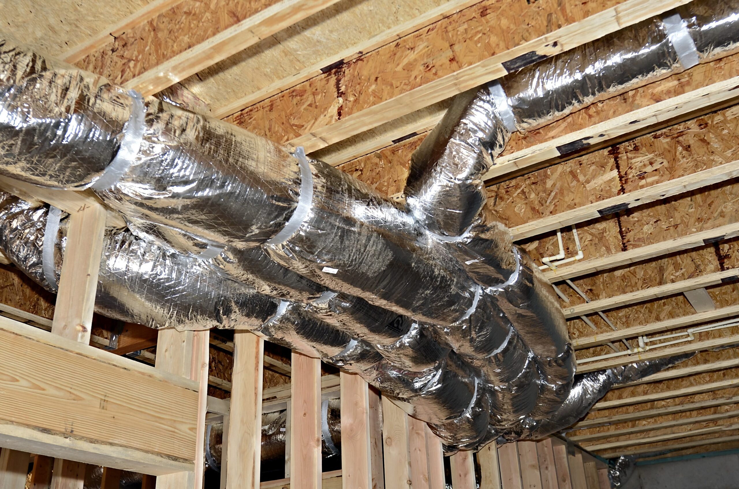 air ducts positioned in the attic of a home